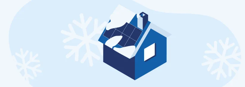 Zonnepanelen bedekt met sneeuw