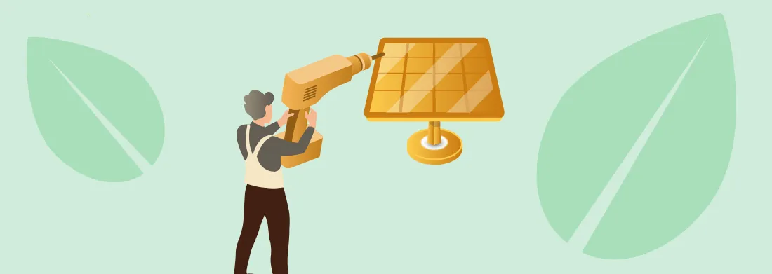 Technieker die zonnepanelen installeert op een hellend dak